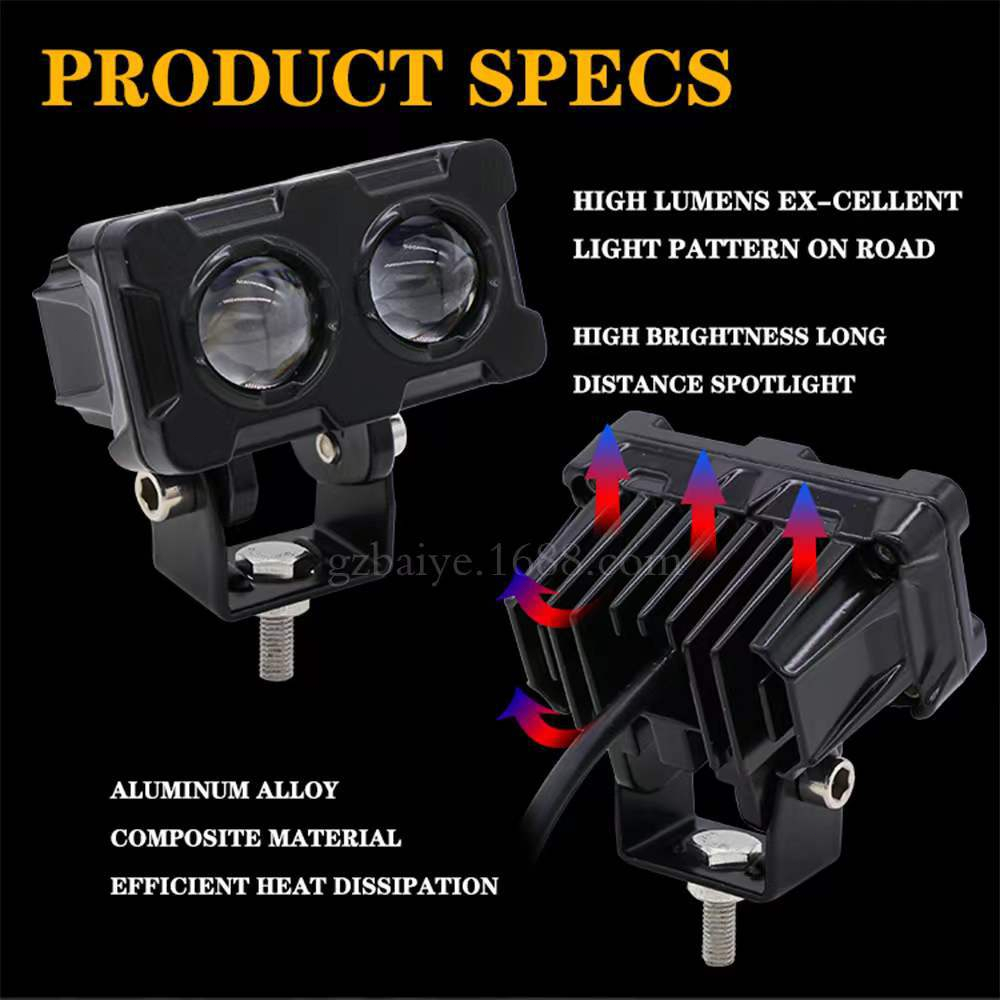 Sepeda Motor Lintas Batas Sepeda Motor LED Lampu Sorot Universal Dua Warna Lensa Jarak Jauh Lampu Super Terang Lampu Kerja Mobil Listrik LED