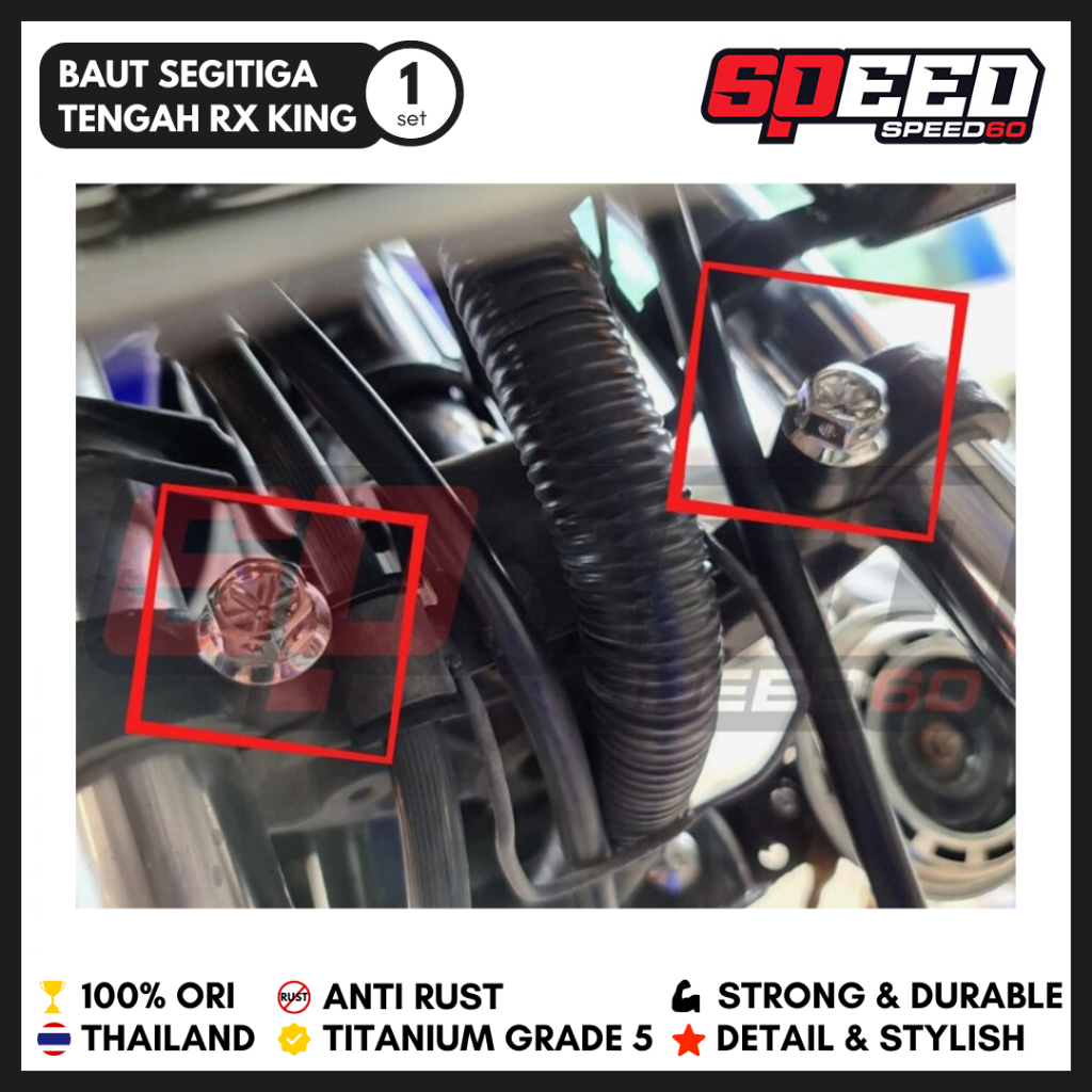 Baut Segitiga Tengah RX King Baut Titanium Grade 5 Thailand King Nut