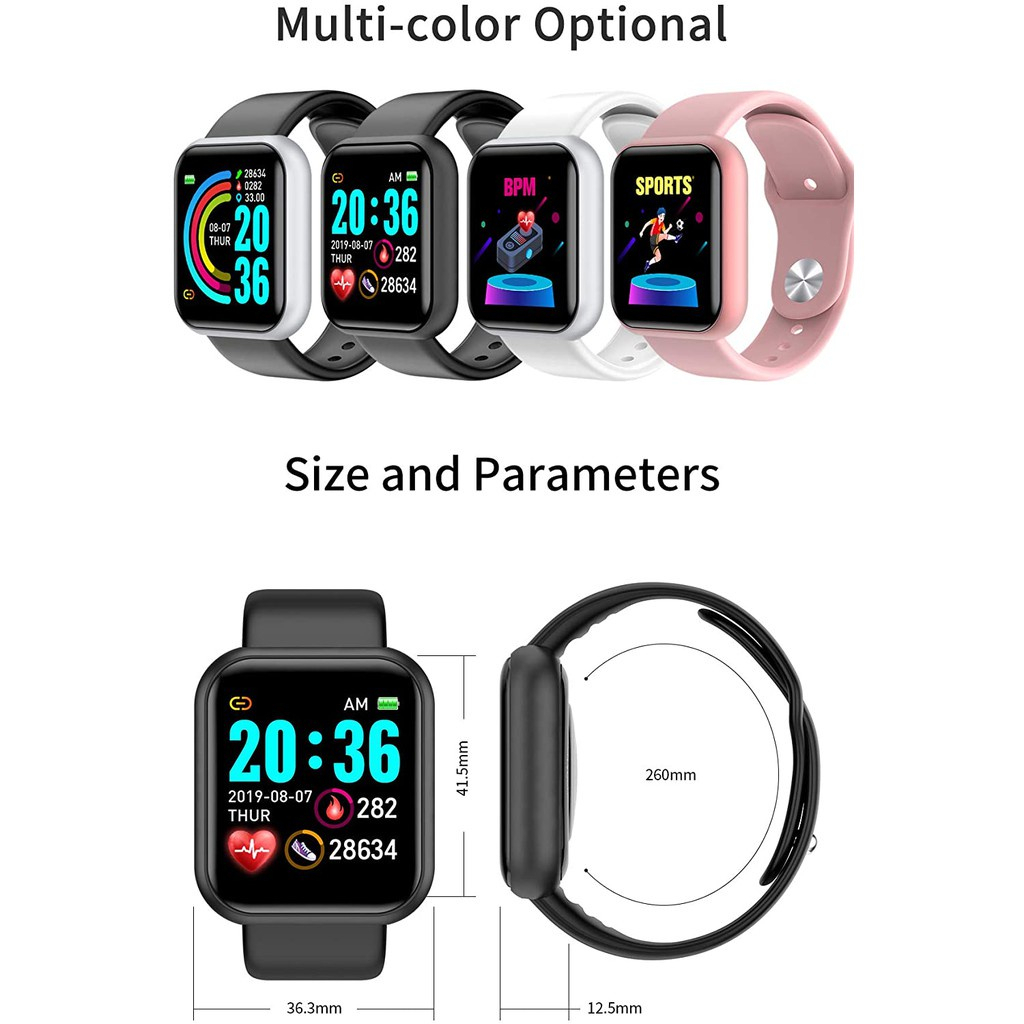 Gotama  SmartWatch Y68 Sport Tahan Air Smart Bluetooth Watch Heart Rate Gelang Pedometer Pelacak Kebugaran