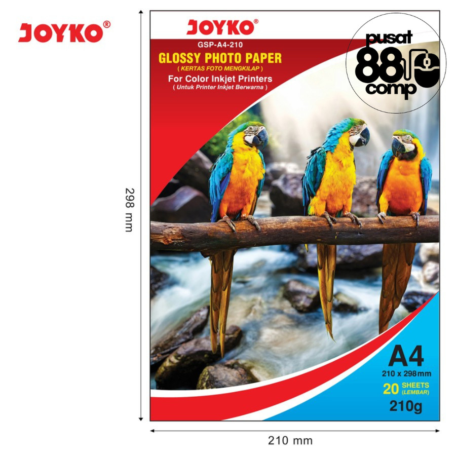 

Glossy Photo Paper Joyko A4 210 gr Kertas Foto Mengkilap 20 Sheets