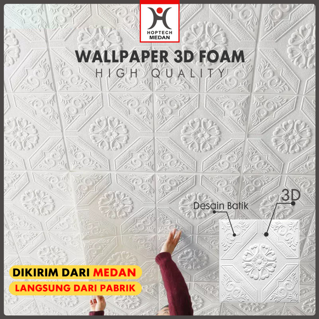 Wallpaper 3D FOAM | Wallpaper Dinding 3D Motif Foam Batik Series More High Quality | Wallfoam Sticker 35x35cm