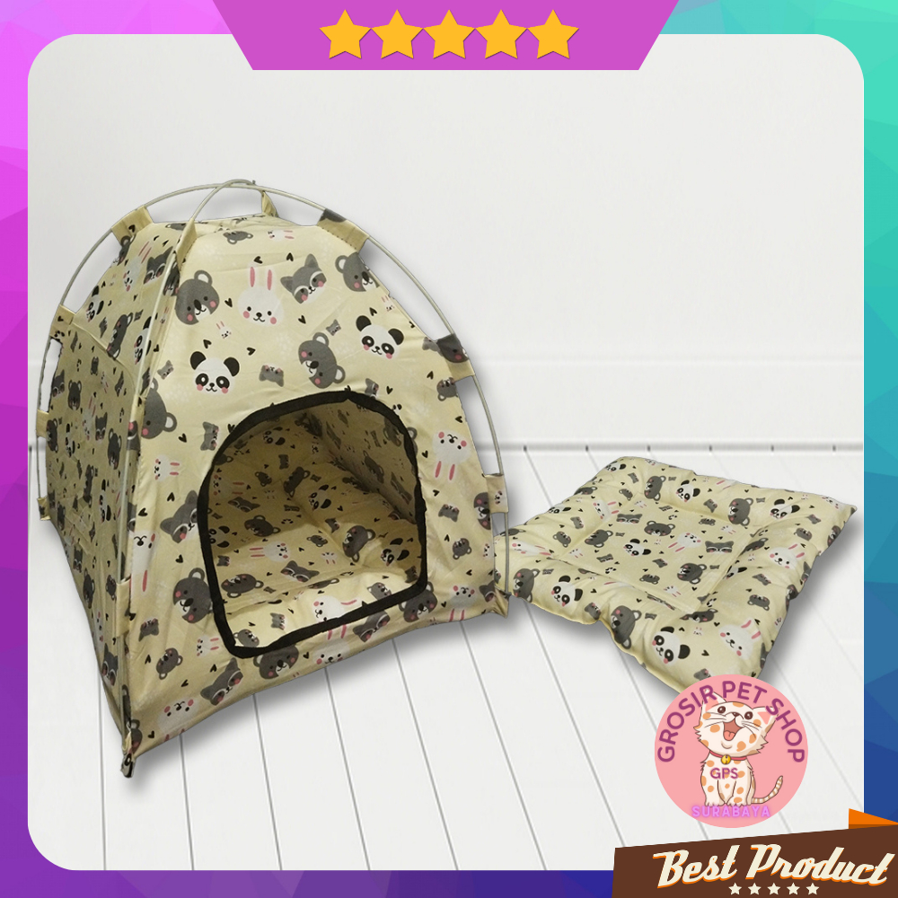 Tempat Tidur Kucing dan Anjing Model Tenda Portable Bisa Dilipat dan Dicuci / Rumah Kucing Model Tenda Kualitas Premium