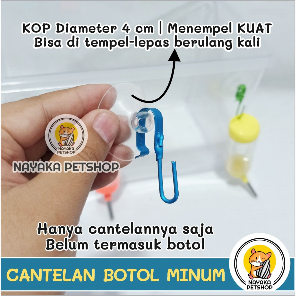 Kop Cantelan Botol Minum Hamster Hook Warna Cantolan Dot Air Wadah Gantungan Aquarium Terarium Akuarium Hewan