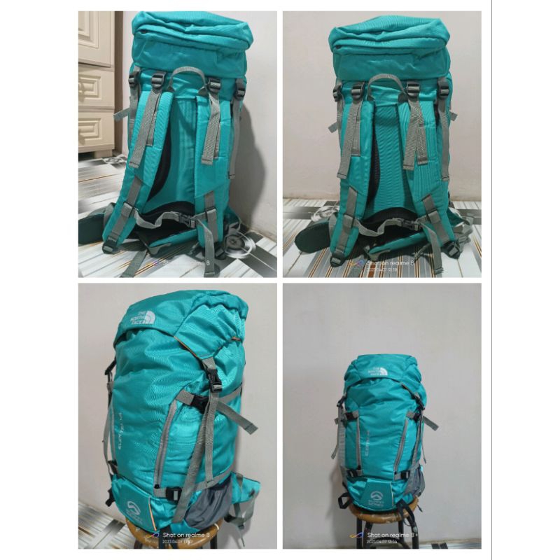 (Bisa Cod ) Tas Gunung // Tas Carrier // Tas Ransel Pria dan Wanita //Tas Hiking outdoor tnf electra 45L - warna hijau tosca