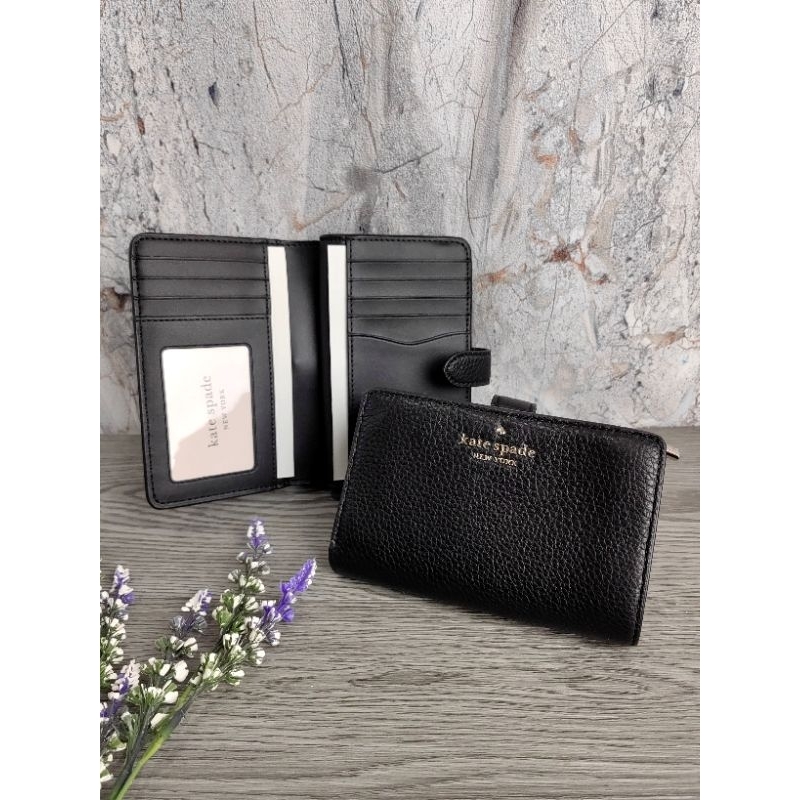 KS medium wallet black full leather