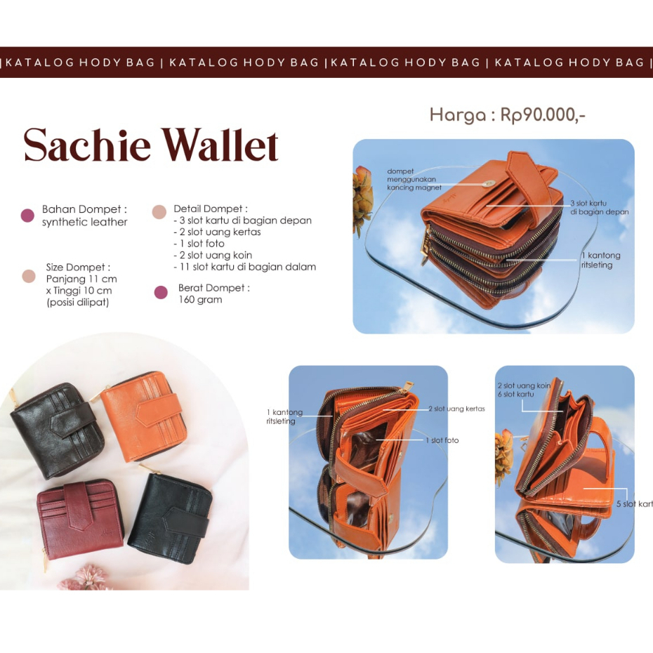 Dompet Wanita Kecil Hody Sachie Wallet Premium Black Dark Brown Havana Camel Maroon