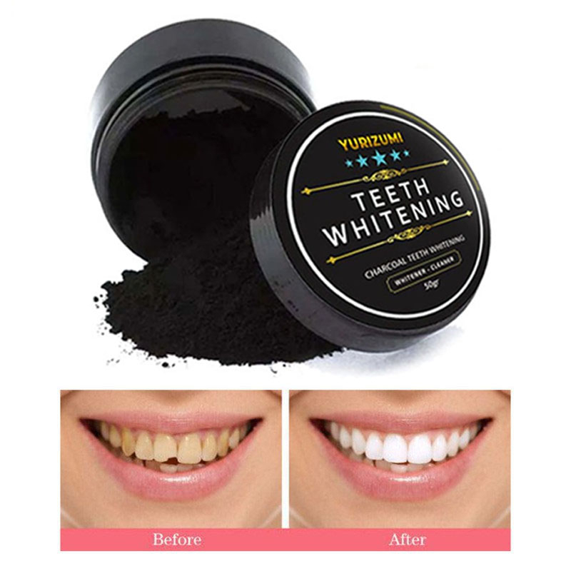 Yurizumi Bubuk Pemutih Gigi + Sikat Gigi Alami Charcoal Powder Teeth Whitenin l AMAN UNTUK GIGI JADI KINCLONG