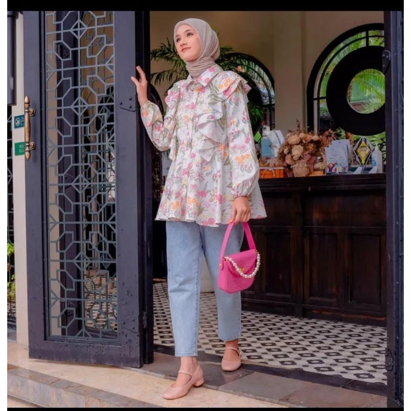 (NEW) Qiandra Multicolor Blossom top HijabChic