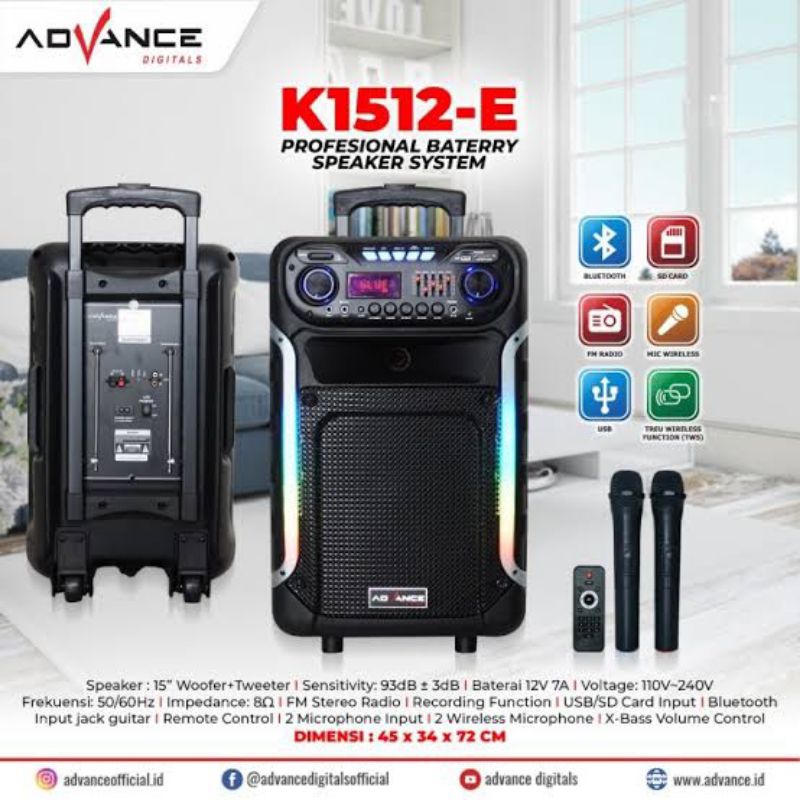 Speaker Aktif Portable Advance 15 Inch K1512e