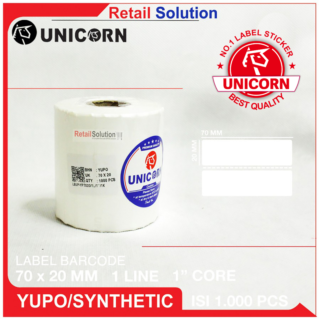 Stiker Label Barcode YUPO Synthetic - 70x20 mm / 70x20mm / 7x2 CM