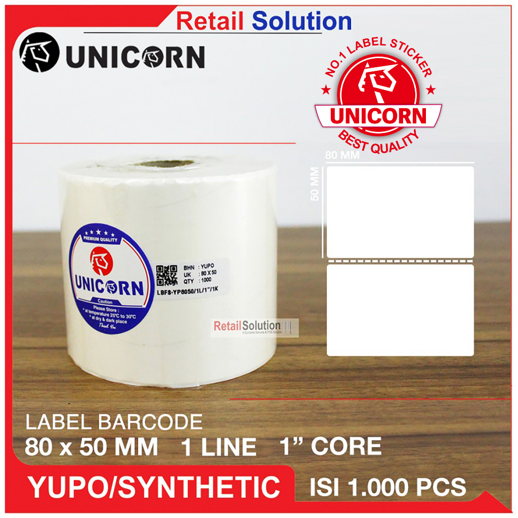 Stiker Label Barcode YUPO Synthetic 80x50 mm / 80x50mm / 80 x 50 mm