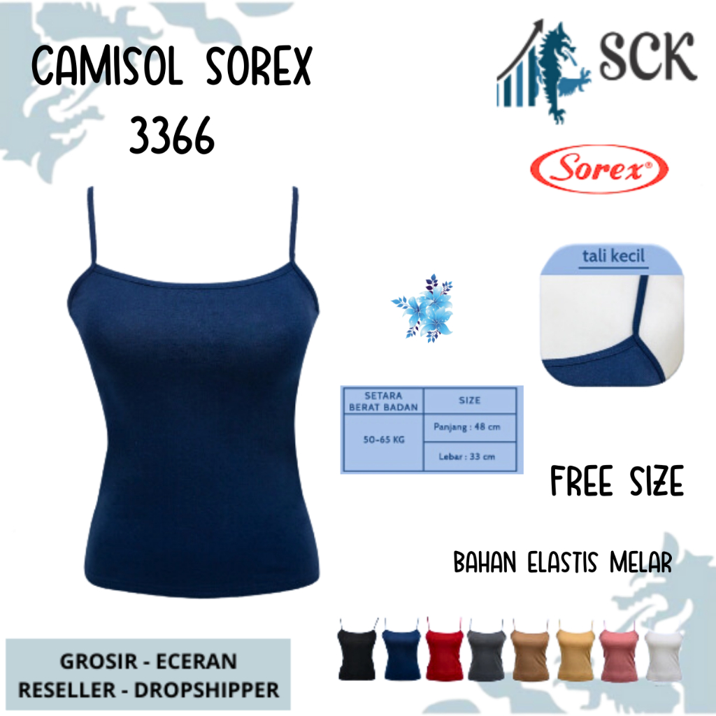 Camisol Tanktop Wanita Sorex 3366 - ATASAN SINGLET / TANKTOP WANITA PANJANG DENGAN TALI KECIL