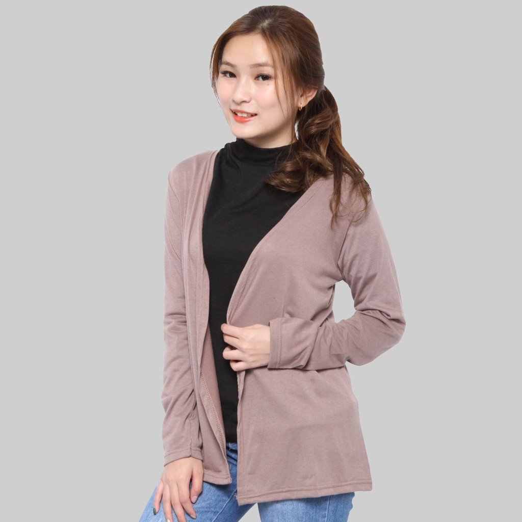 Cardigan Oversize Wanita Polos Spandex Jumbo Co01Pa