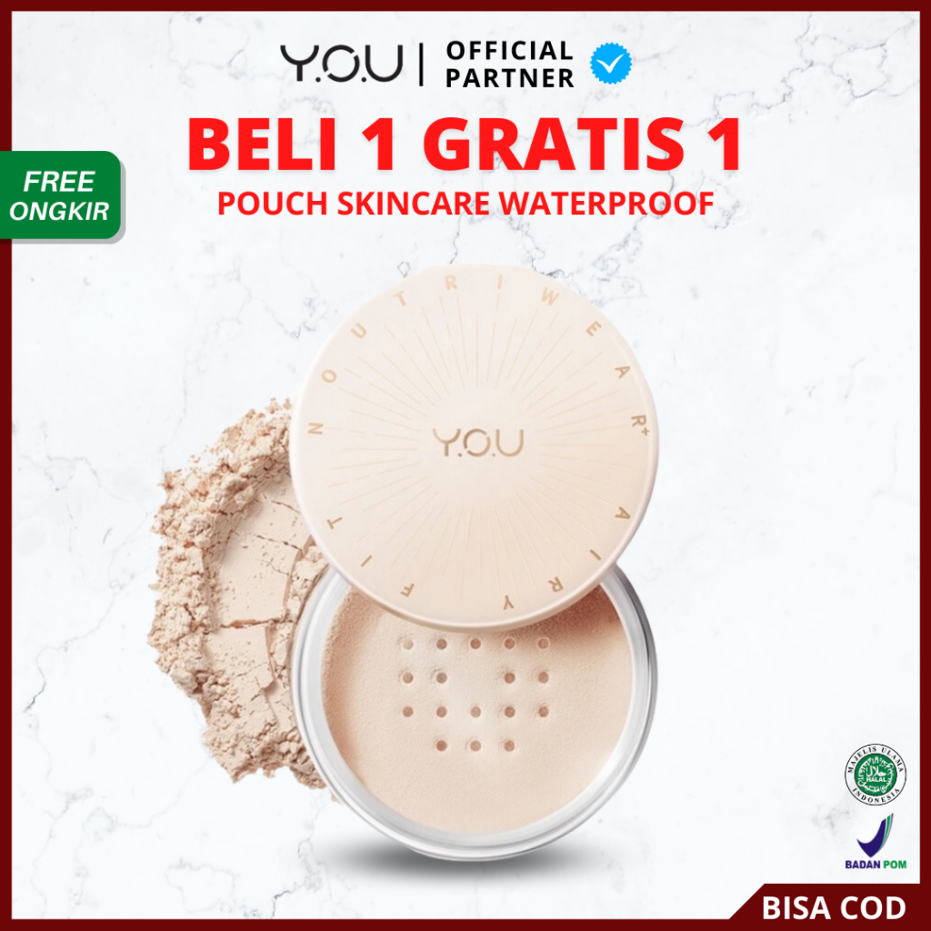 [ FREE GIFT ] YOU NoutriWear+ Airy Fit Loose Powder - Oil Control Bedak Tabur Tahan Lama Hingga 24 Jam