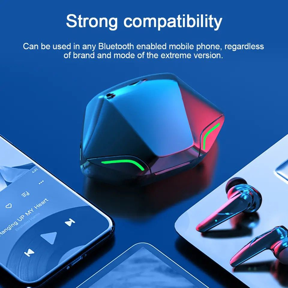 HEADSET BLUETOOTH GAMING TWS IN EAR WITH CASE BATTERY EARPHONE WIRELESS TWS GAMING