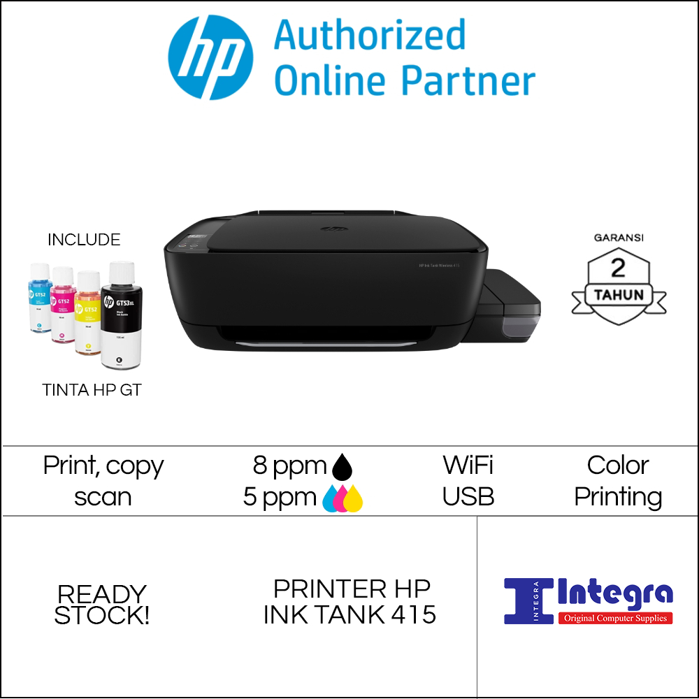 HP Printer Smart Tank Wireless 580 Print Scan Copy Wifi Colour GT53 GT52 (Pengganti Ink Tank 415) Garansi Resmi HP Indonesia