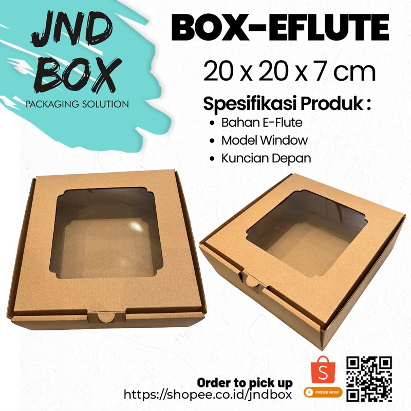 Box Eflute Window 20 x 20 x 7 cm (Min Order 5 Pcs)