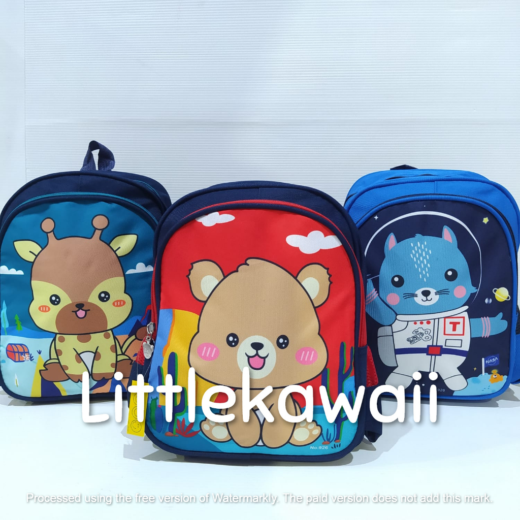 LK/Tas Ransel Anak Sekolah Perempuan Laki Laki  PAUD TK Fashion Unicorn Bear Rabbit Cat Giraffe Animal Import