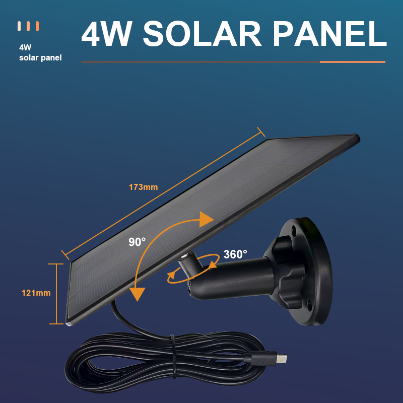 SINOVISION SP2 Solar Panel -micro-usb 3M Cable IP66 Waterproof Solar Charging Panel 2W Power Compatible Battery Camera