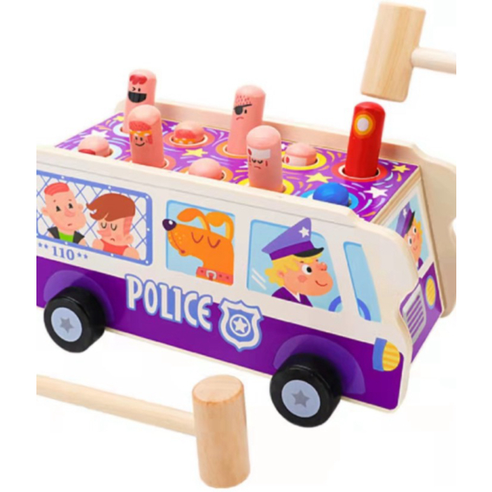 

Jual Montessori Toddlers Kids Wooden Pounding Bench Animal Whack a Mole - Police theme Diskon