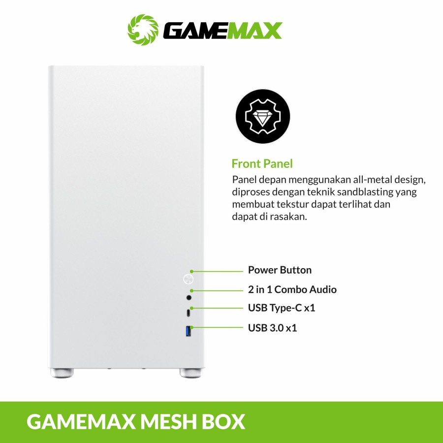 PC Case Gaming Gamemax Mesh Box Pro White ATX