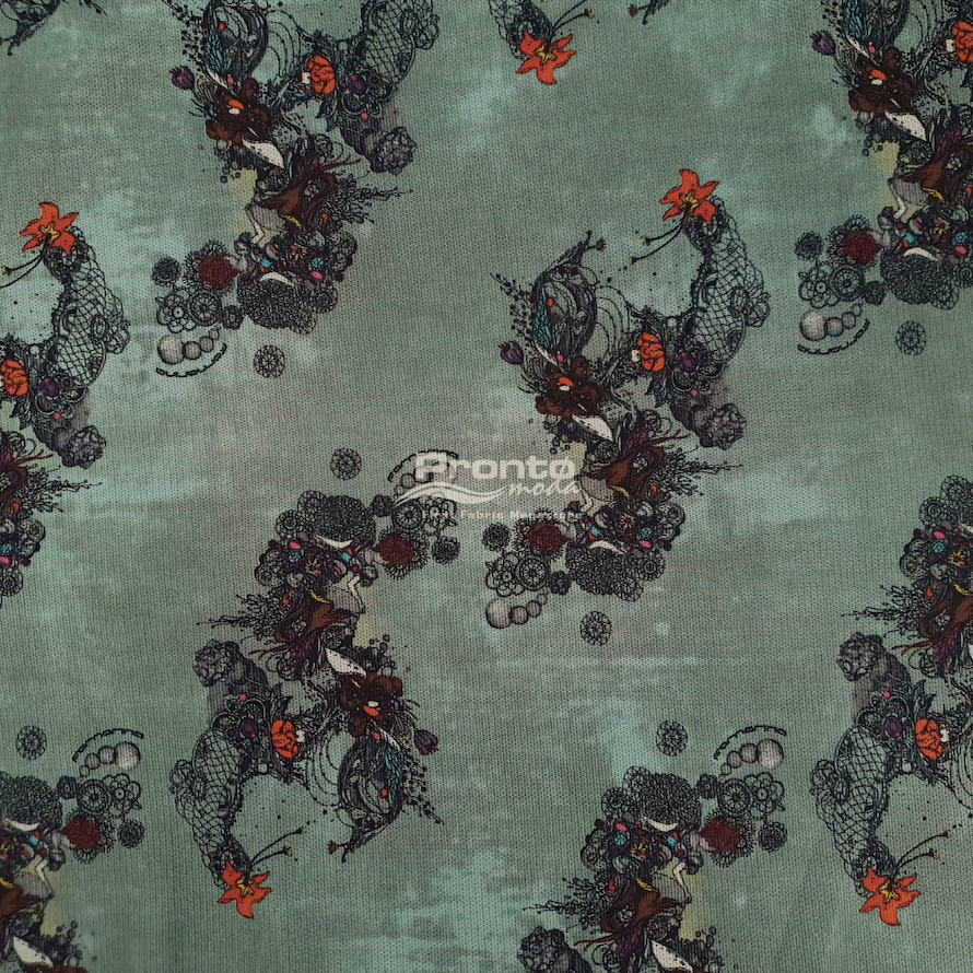 Tulle Stretch Motif Floral Absrak