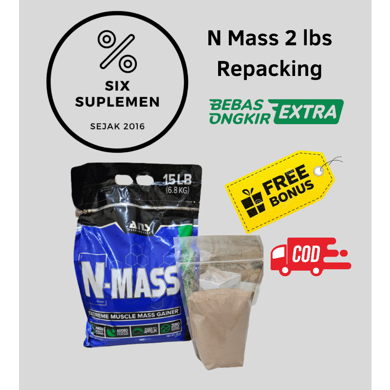 (Bonus Sample/Botol Minum) ANS N Mass 2 Lbs extreme muscle mass gainer 2 lbs Eceran (900 GRAM)