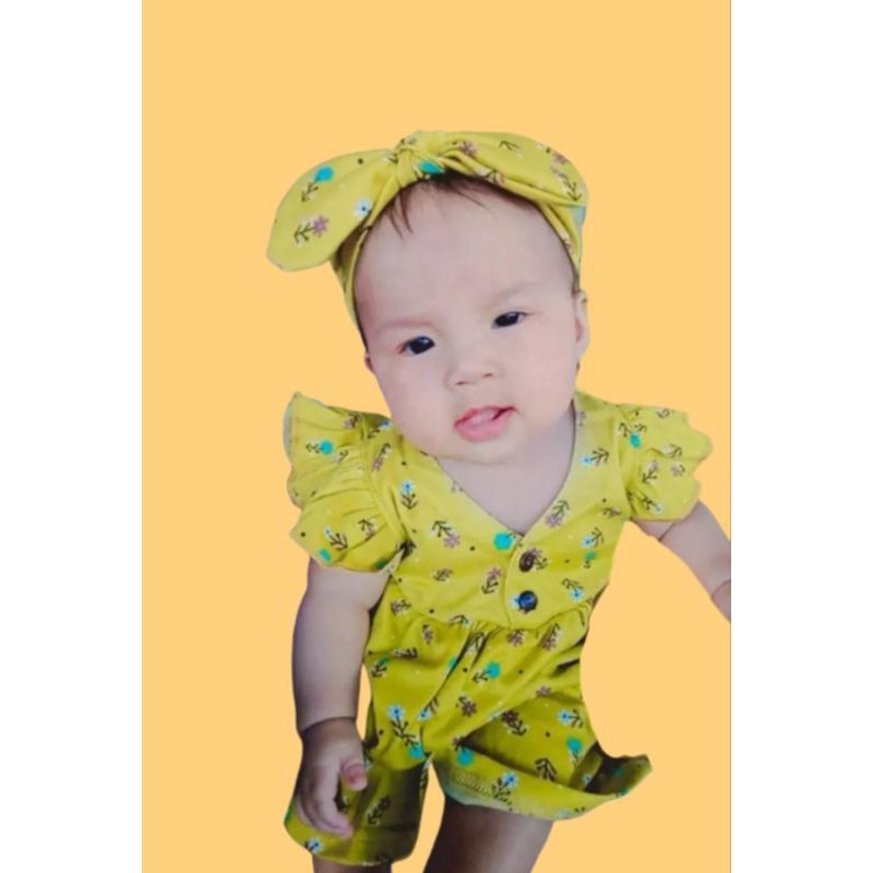 Dress Bayi Motif Printing Flower/ printing baby's breath kekinian plus bandana SNI Babycute Promo 9.9