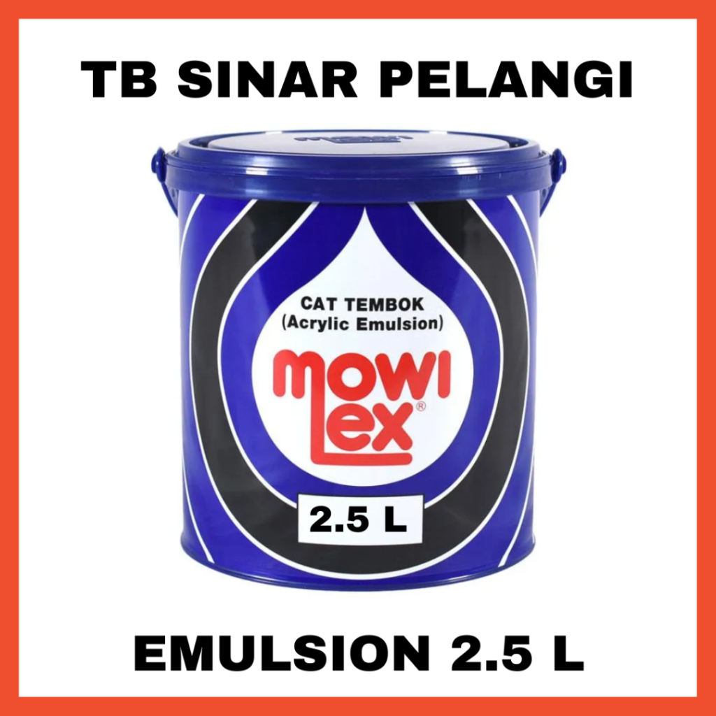 MOWILEX Acrylic Emulsion Cat Tembok Dinding Taman Water Based 2.5 L Interior Paint White Black Blue 