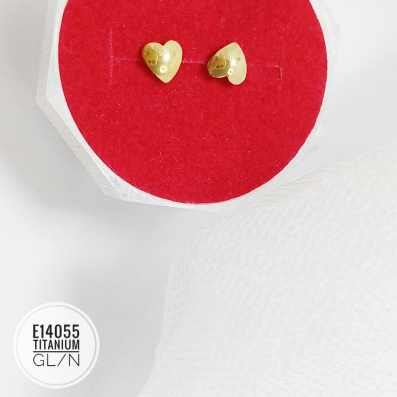 Anting titanium tusuk love gold E14055