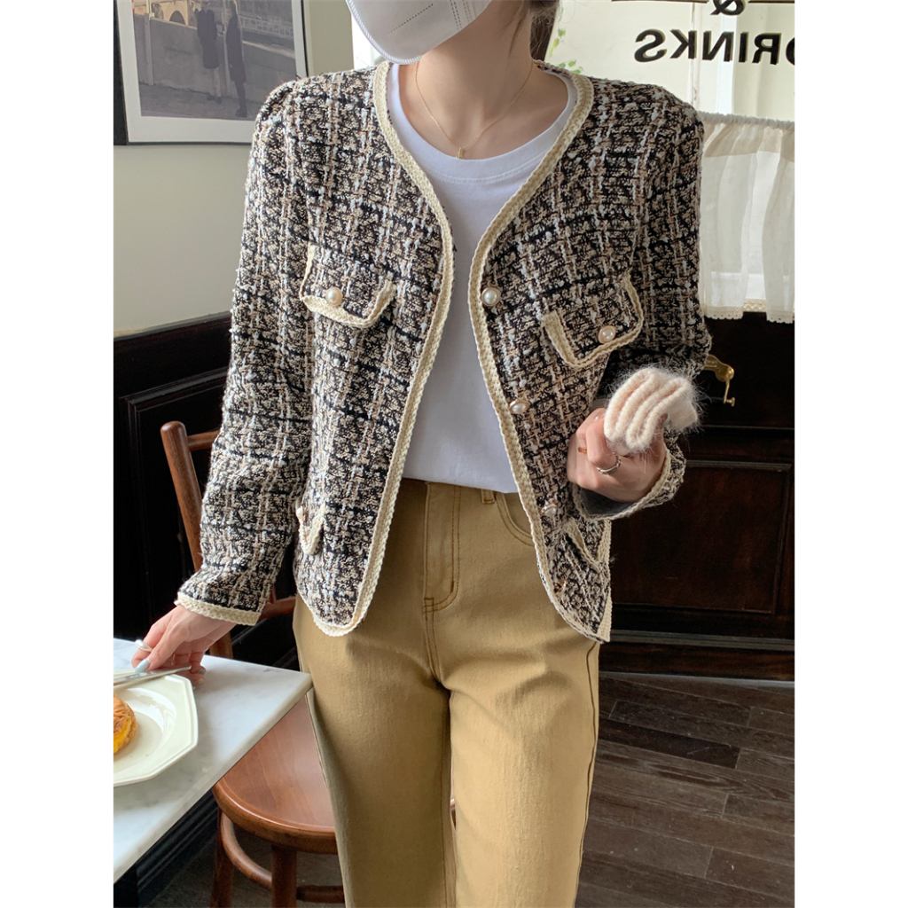 Jacket Korean Style Wanita Lengan Panjang Premium Kekinian Cardigan Crop Vintage Terbaru Baju Atasan Wanita