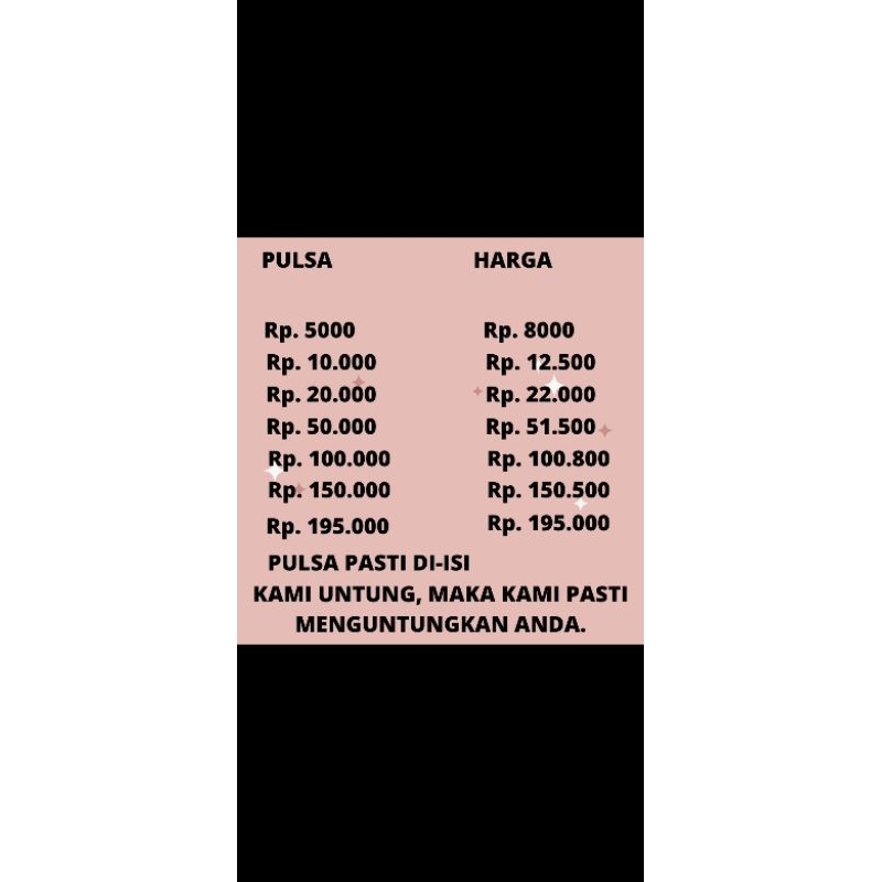 ISI PULSA 5000~50.000 KE SEMUA OPERATOR XL/TELKOMSEL/IM3/AXIS
