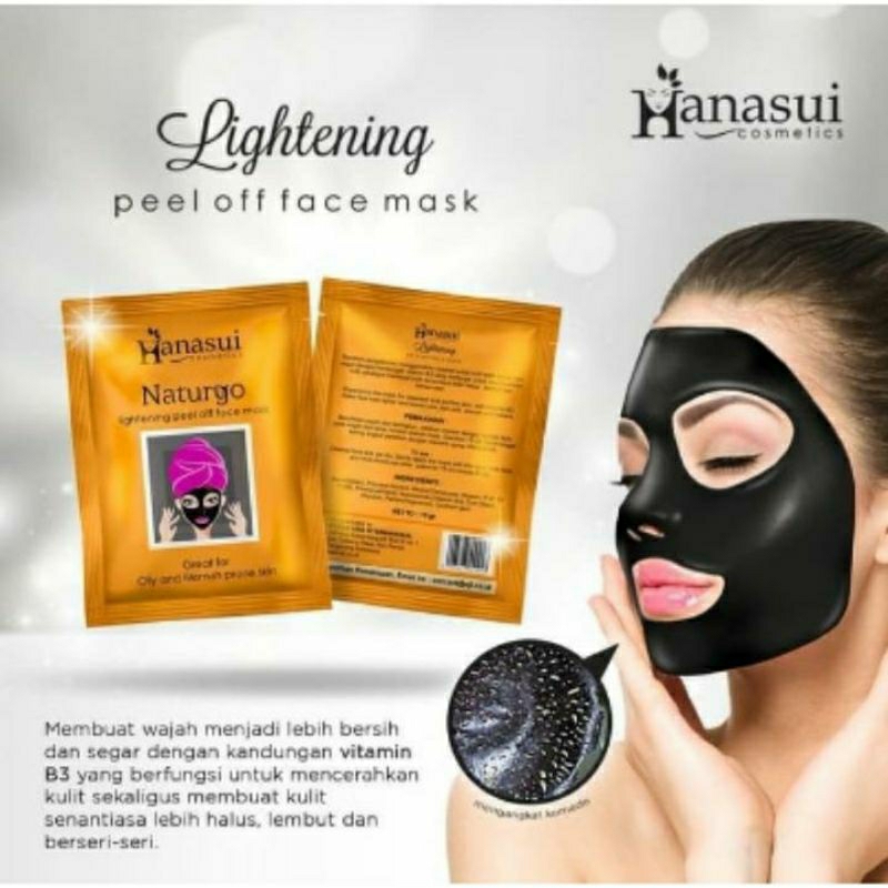Hanasui naturgo perlu off mask black dan gold produk ori 100%