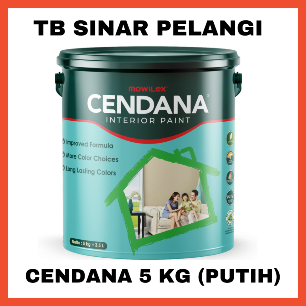 MOWILEX Cendana Interior Paint Cat Tembok Dinding 5 Kg Dalam Ruangan Warna Putih 3.5 L Galon Garut W