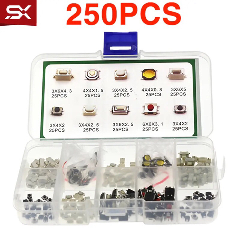250pcs / Kotak 10 Model Tombol Tekan Tactile Untuk Remote Control Mobil