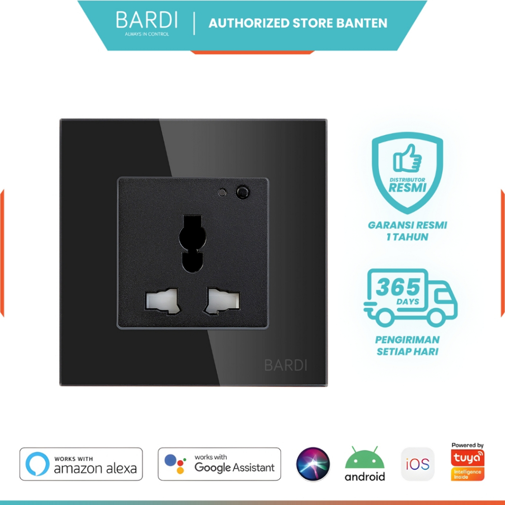 BARDI Smart Wall Socket WiFi UNI Black Stop Kontak Universal