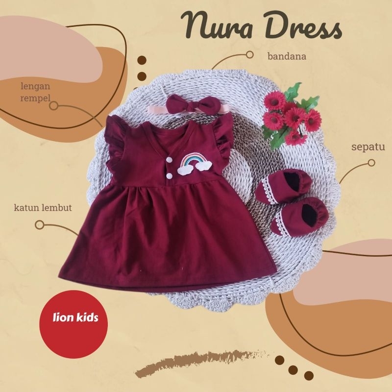 Pakaian bayi perempuan baju bayi Dress baby set dress bayi anak sepatu bandana