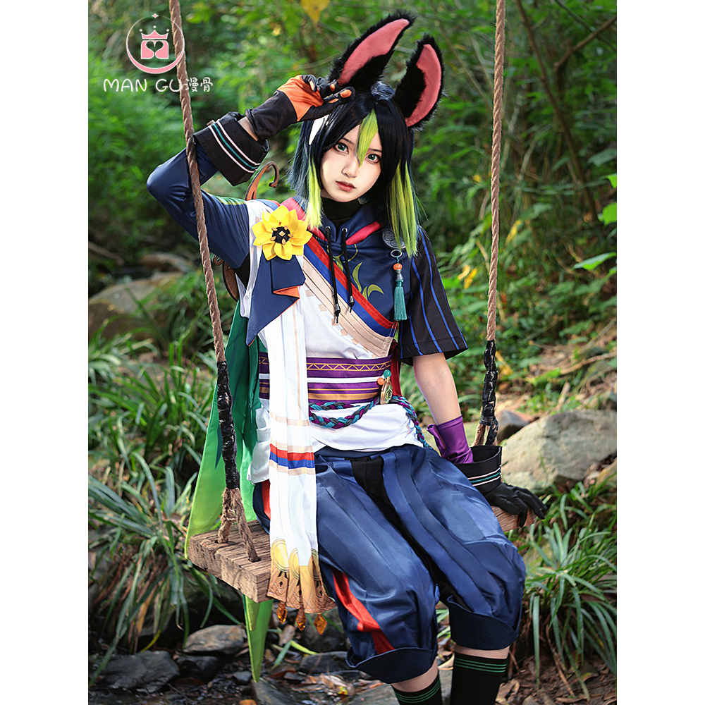 [SECOND] Mangu - Tighnari Costume - Size M + ear + tail - Genshin Impact Cosplay Costume - Costume T