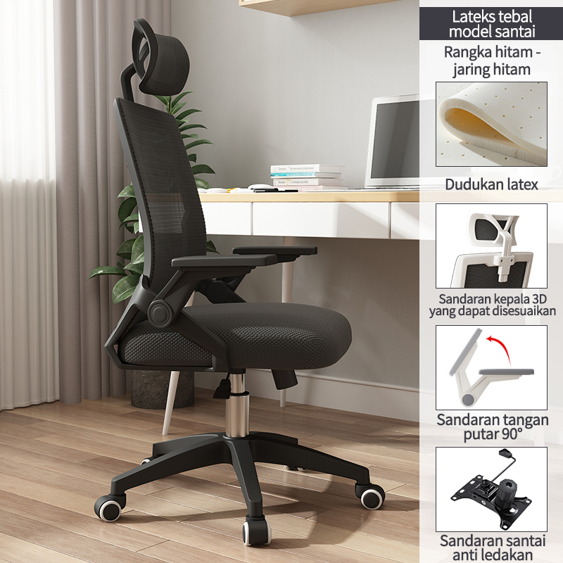 Keep Going Max Kursi Kantor Minimalis Korean Style / Kursi Kerja / Kursi Belajar / Kursi Minimalis / Kursi Santai / Kursi Direktur / Kursi Putar / Kursi Komputer /-hitam-C