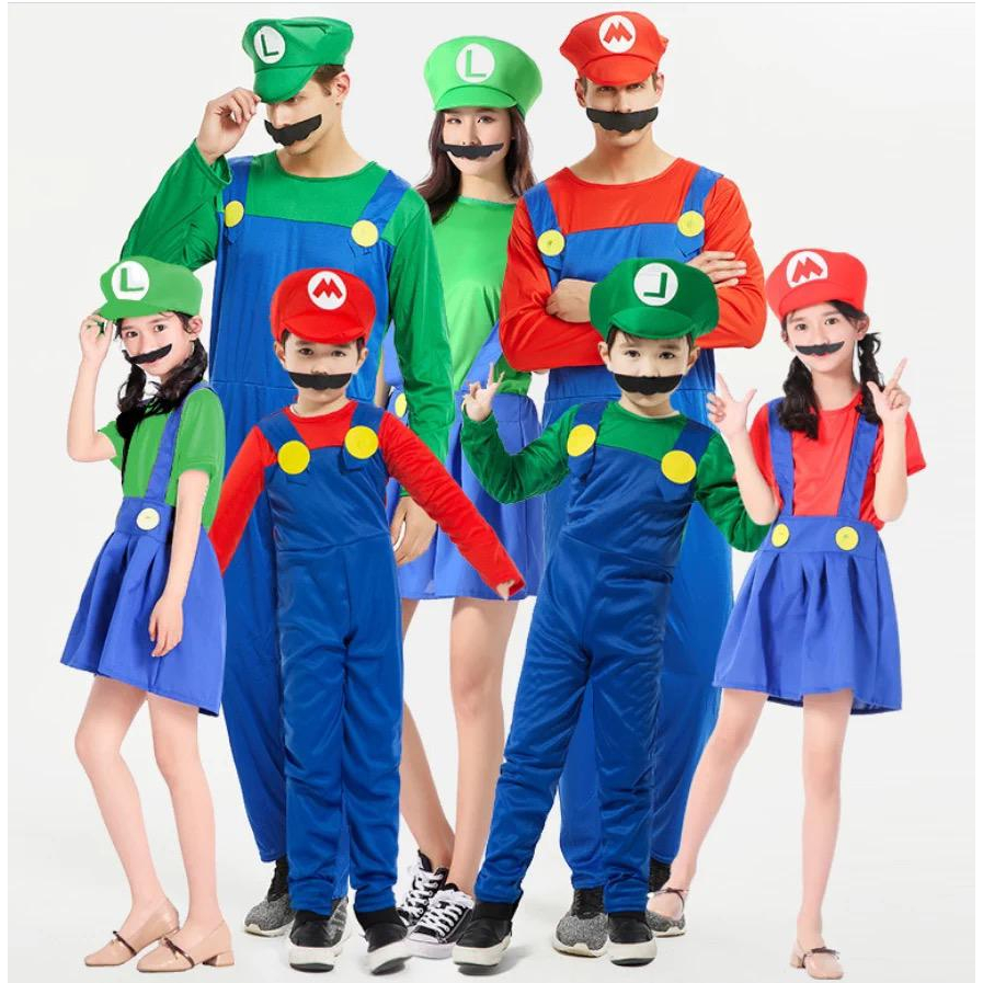 BAJU ONESIE KOSTUM PIYAMA SUPER MARIO LUIGI IMPOR COSPLAY