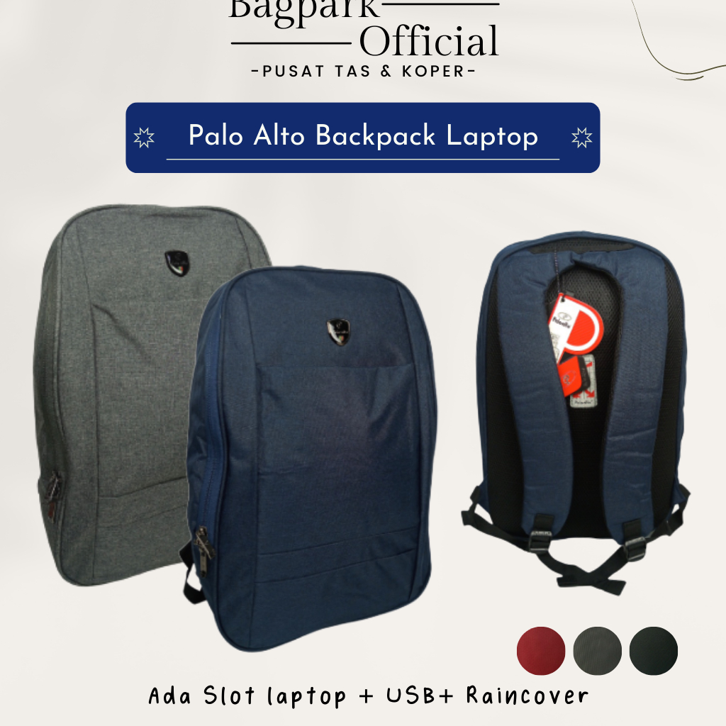 Tas Ransel Pria Palo Alto Tas Remaja Tas Cowok Tas Laptop Polo Tas Kerja Ransel Backpack Palo Alto Free Rain Cover Tas Pria Murah