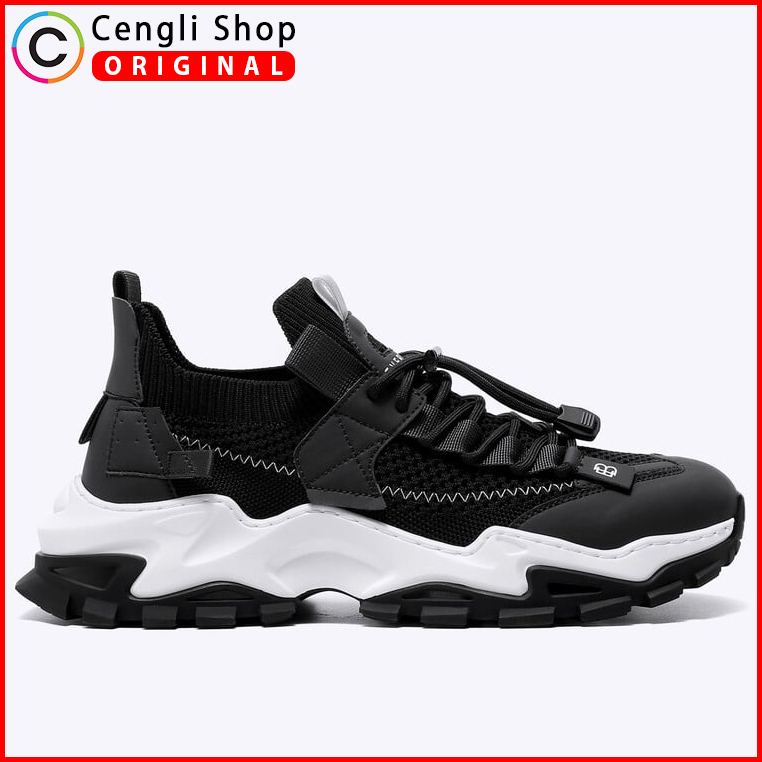 SEPATU SNEAKER EVERBEST PRIA ORIGINAL CASUAL KETS BRANDED HITAM EM69