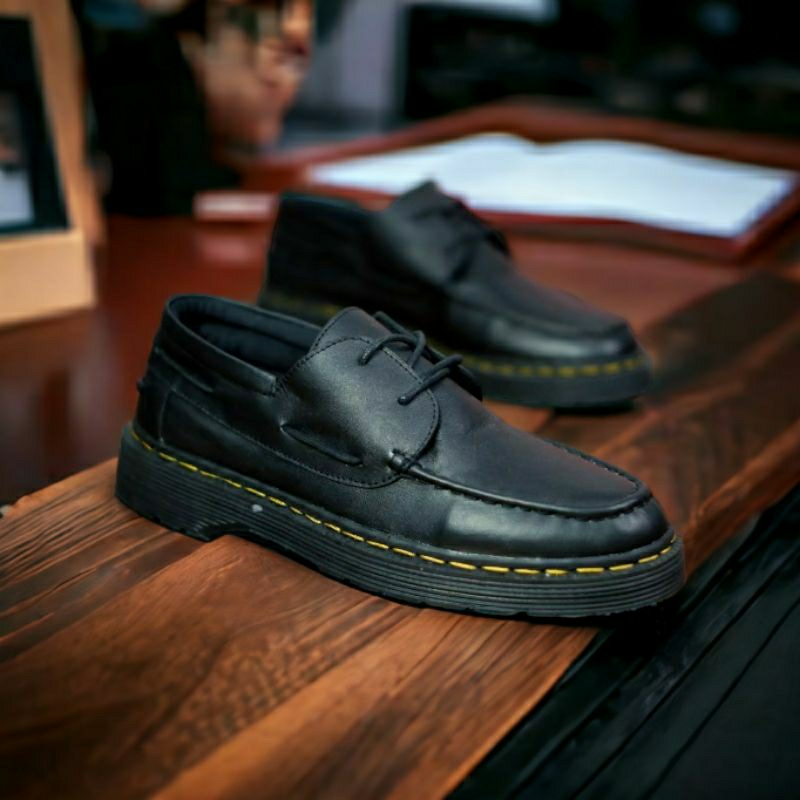 JOESAN (KULIT ASLI) Sepatu Formal Pantofel Docmart Pria Original Kulit Asli Low Boots Casual Kerja Warna Hitam