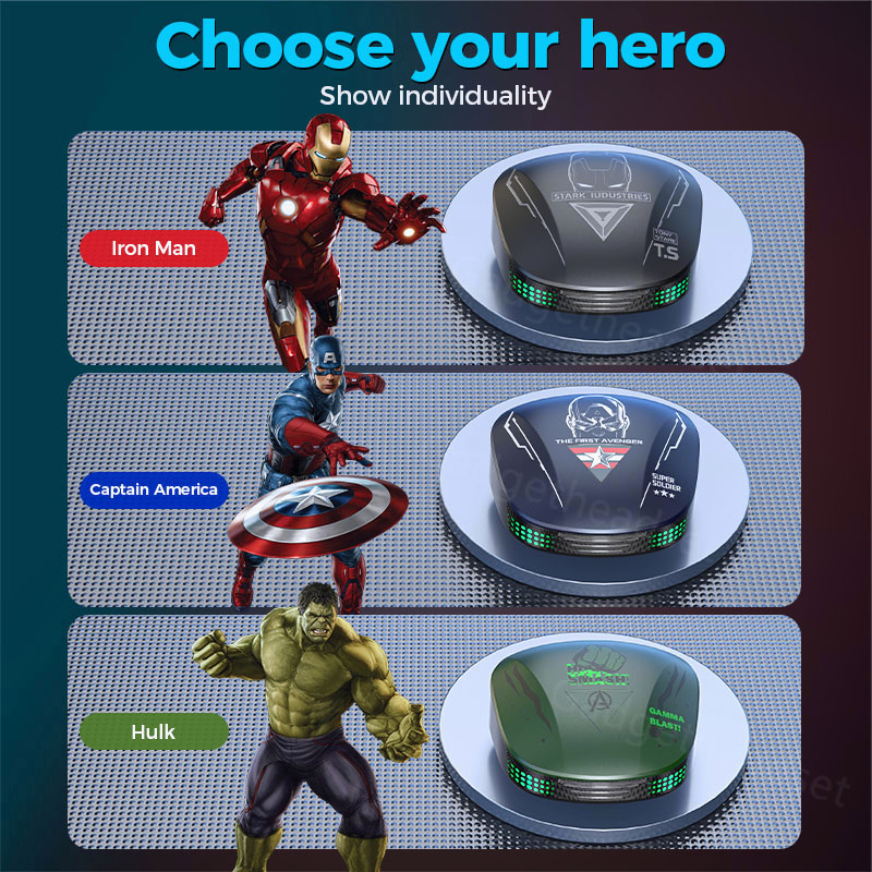 Disney Earphone Bluetooth 5.3 Marvel Headset Gaming nirkabel Low Latency Dukung iPhone (iOS) dan Android TWS Earphone with Mic Stereo