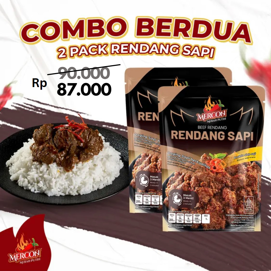 

MERCON MERAH PUTIH HEMAT COMBO BERDUA 2 x RENDANG SAPI