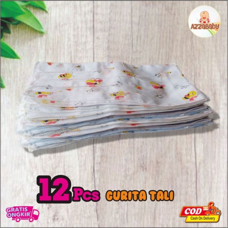 12 Pcs Gurita Bayi / Gurita Tali / Gurita Ikat Newborn Putih / Gurita Polos/ Gurita Garis Warna