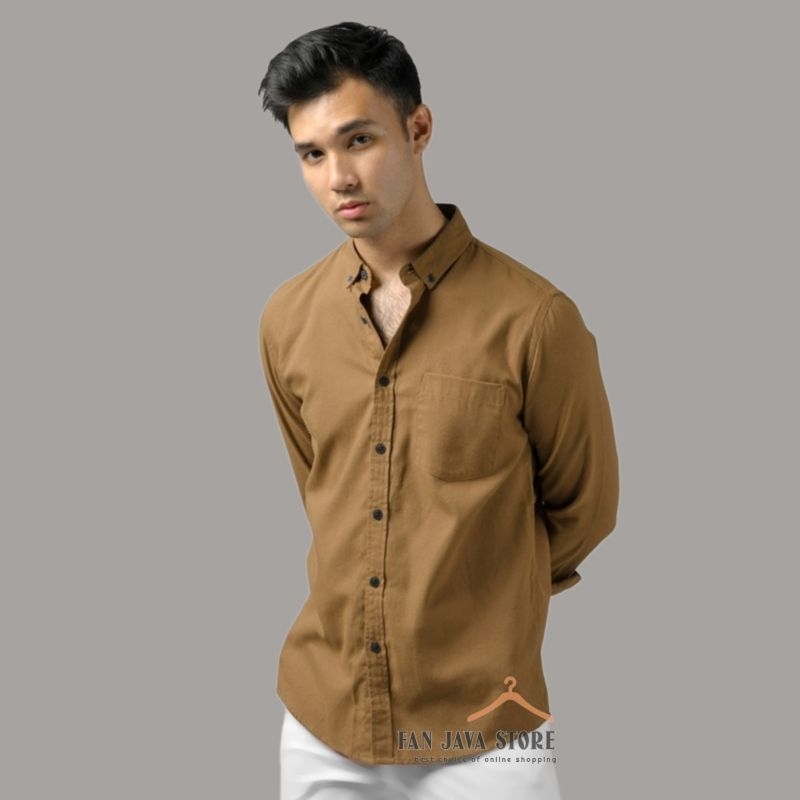 Kemeja Lengan Panjang Mocca Coklat Slim Fit Distro Quality