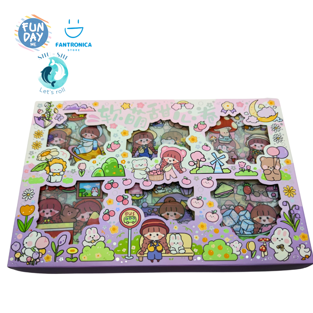 

200 Lembar Stiker Tahan Air / Sticker Jumbo Box Girl Isi 200Pcs / Waterproof Sticker Colorfull Clear bening