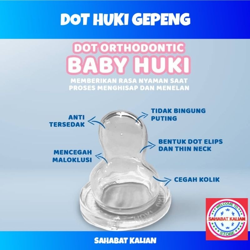 HUKI DOT GEPENG ORTHODONTIC NIPPLE S, M, DAN L