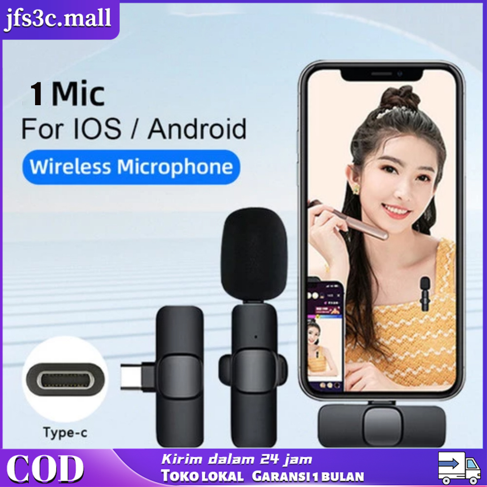 Mic Microphone Wireless Clip On Audio Video pembuatan Rekaman Wireless Microphone HP Klip Untuk IPhone Android